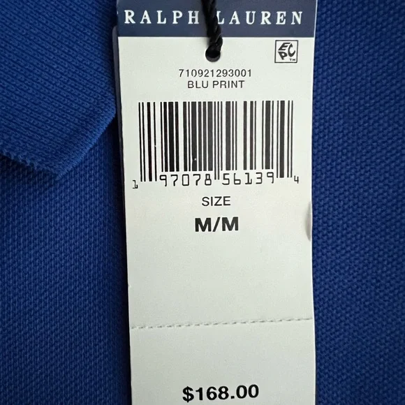 New Men's Polo Ralph Lauren Blue Graphic Polo Shirt